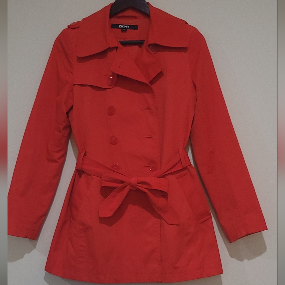 DKNY Women's Orange Trench Coat